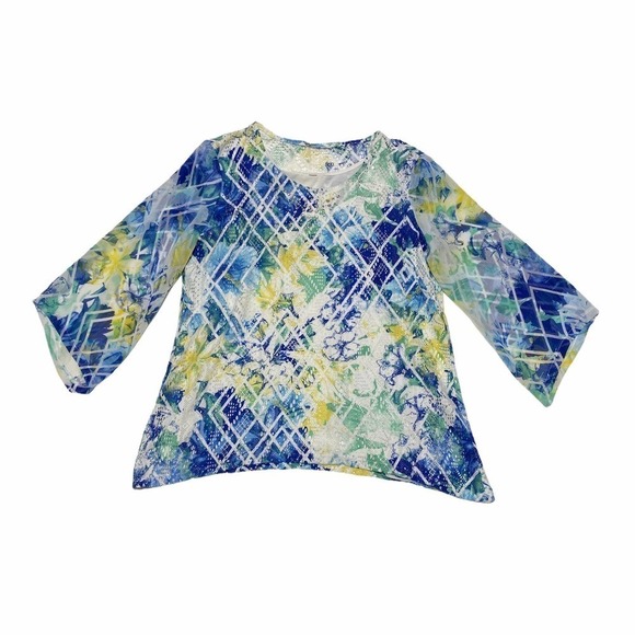 SHARKBITE Floral Multicolor 3/4 Sleeve Blouse - Picture 6 of 13